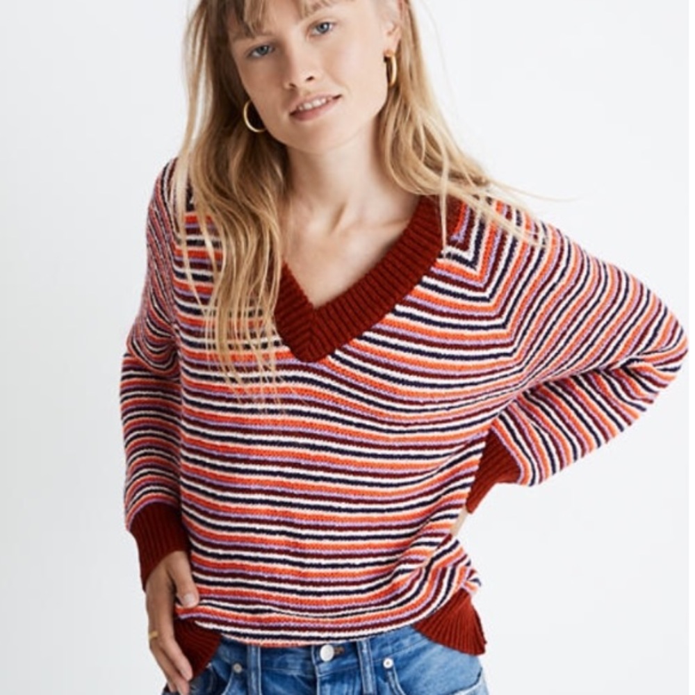 Madewell Arden Cotton V-Neck Cropped Pullover Sweater Size XXS